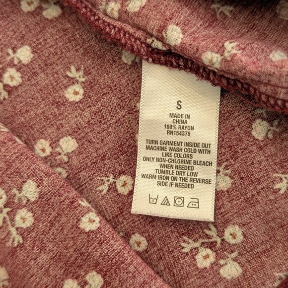 AEROPOSTALE Top Women's S Burgundy Floral Corset Babydoll Pullover Long Sleeve - Picture 11 of 16